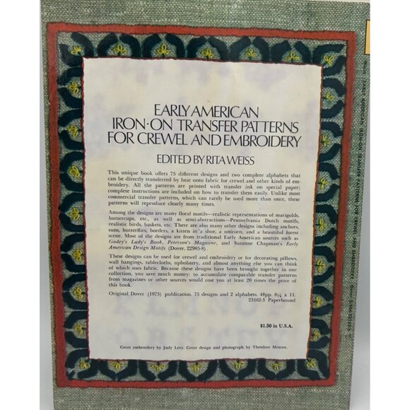 Early American Iron-On Transfer Patterns For Crewel & Embroidery By Rita Weiss V - Picture 2 of 2